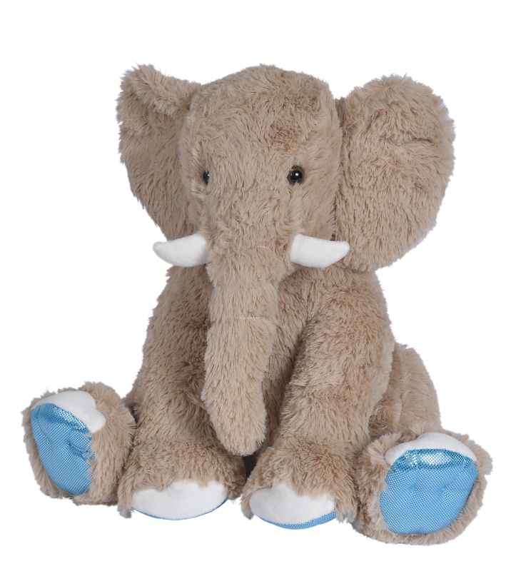  peluche géante éléphant assis beige bleu 40 cm 